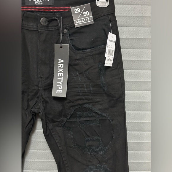 Arketype Black Jeans Men's Slim Fit Ripped Stretch Denim size 29/30 - Picture 4 of 10
